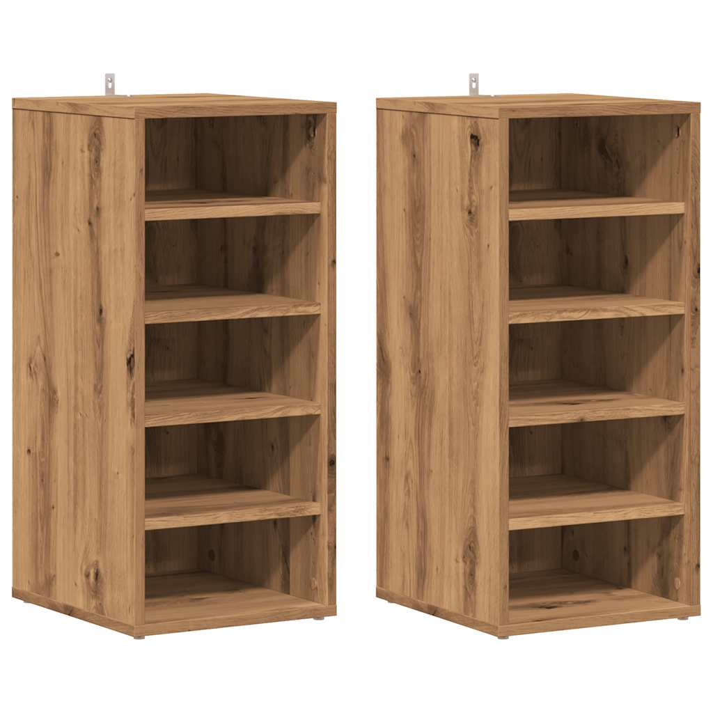 Shoe Cabinets 2 pcs Artisan Oak 32x35x70 cm Engineered Wood