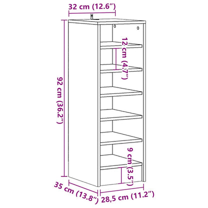 Shoe Cabinet Old Wood 32x35x92 cm Engineered Wood