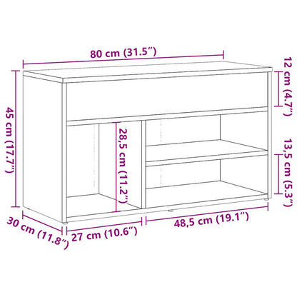 Shoe Bench Artisan Oak 80x30x45 cm Engineered Wood