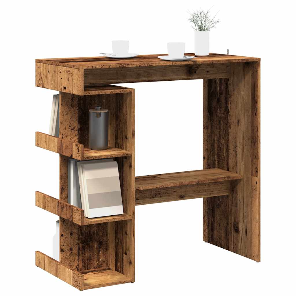 Bar Table with Storage Rack Old Wood 100x48x101.5 cm