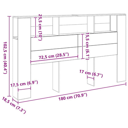 Headboard Cabinet Artisian Oak 180x18.5x102.5 cm Engineered Wood