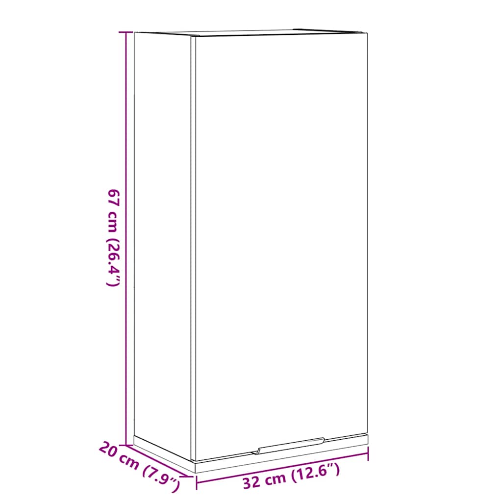 Wall-mounted Bathroom Cabinet Old Wood 32x20x67 cm