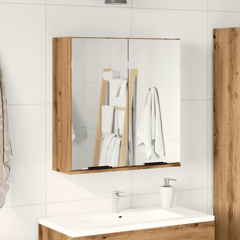 Bathroom Mirror Cabinet Artisan Oak 64x20x66.5 cm Engineered Wood