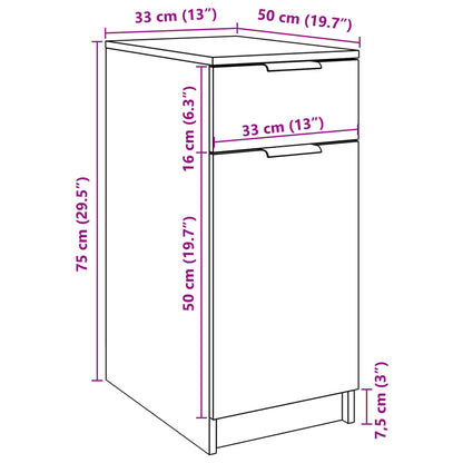 Desk Cabinet Old Wood 33x50x75 cm Engineered Wood
