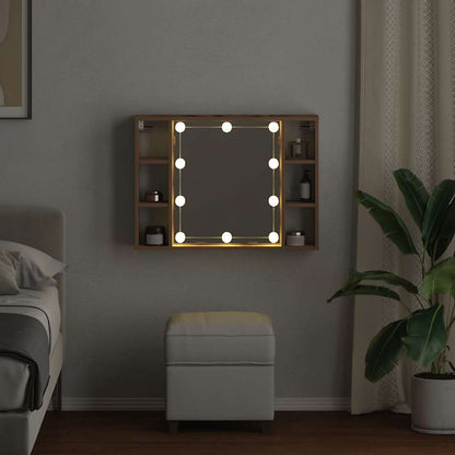 Mirror Cabinet with LED Artisan Oak 76x15x55 cm Engineered Wood