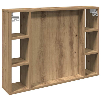 Mirror Cabinet with LED Artisan Oak 76x15x55 cm Engineered Wood