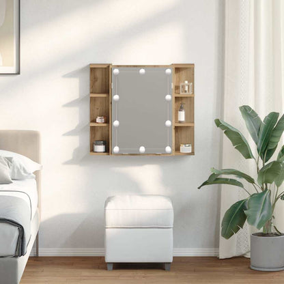 Mirror Cabinet with LED Artisan Oak 70x16.5x60 cm
