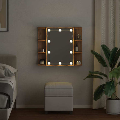 Mirror Cabinet with LED Artisan Oak 70x16.5x60 cm