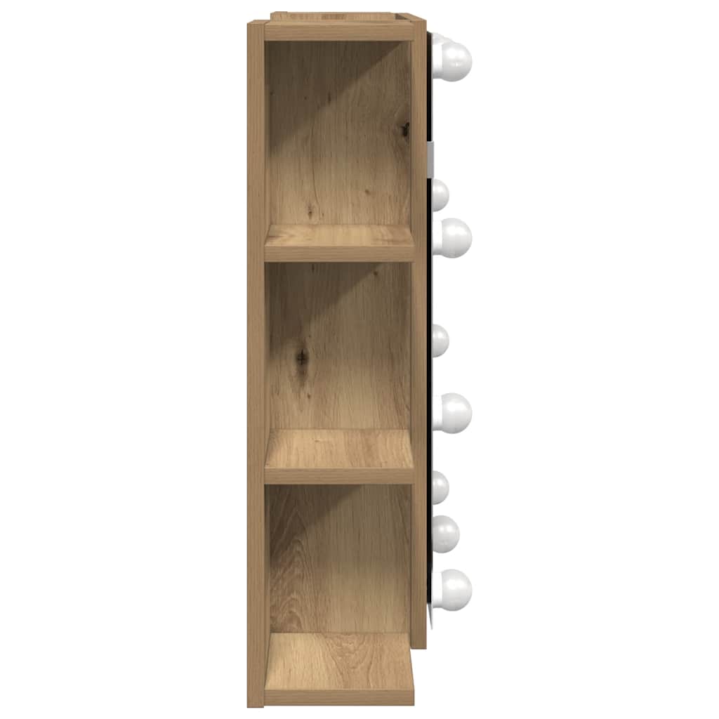 Mirror Cabinet with LED Artisan Oak 70x16.5x60 cm