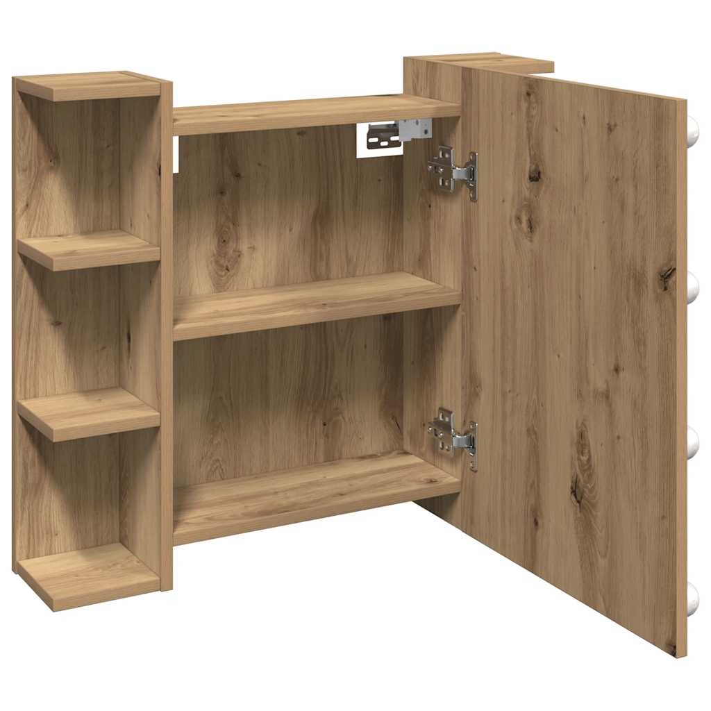 Mirror Cabinet with LED Artisan Oak 70x16.5x60 cm