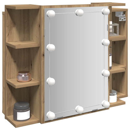 Mirror Cabinet with LED Artisan Oak 70x16.5x60 cm
