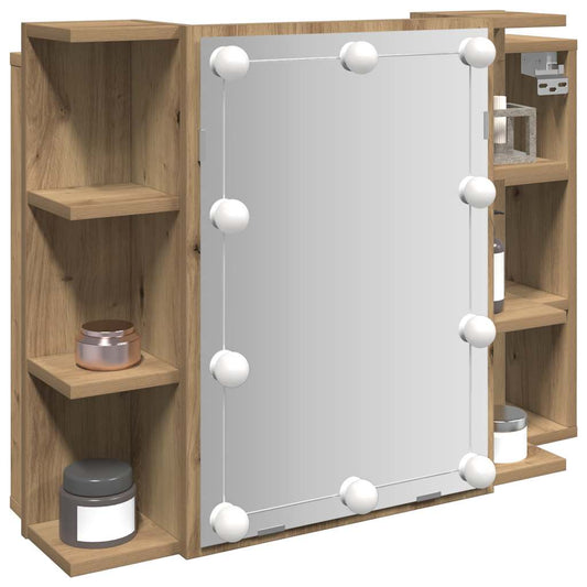 Mirror Cabinet with LED Artisan Oak 70x16.5x60 cm