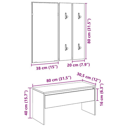 Hallway Furniture Set Artisan Oak Engineered Wood