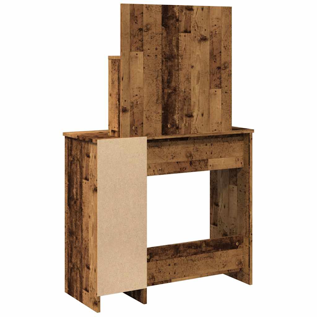Dressing Table with LED Old Wood 86.5x35x136 cm