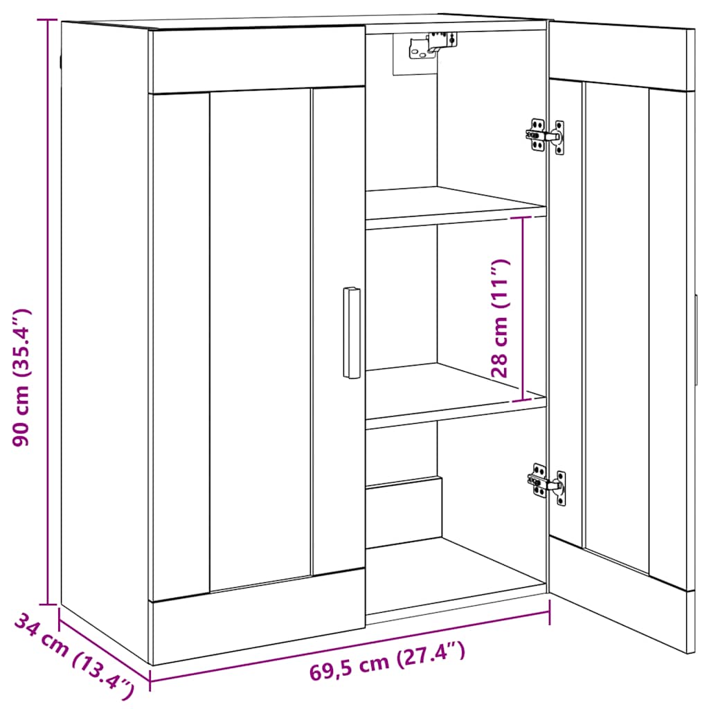 Hanging Wall Cabinet Artisian Oak 69.5x34x90 cm