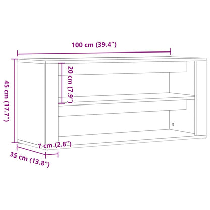 Shoe Bench Old Wood 100x35x45 cm Engineered Wood