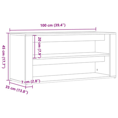 Shoe Bench Artisan Oak 100x35x45 cm Engineered Wood
