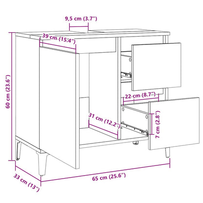 Sink Cabinet Old Wood 65x33x60 cm Engineered Wood