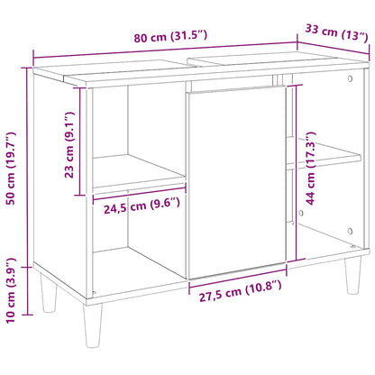 Bathroom Cabinet Artisian Oak 80x33x60 cm Engineered Wood