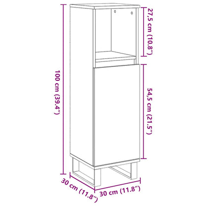 Bathroom Cabinet Concrete Grey 30x30x100 cm Engineered Wood