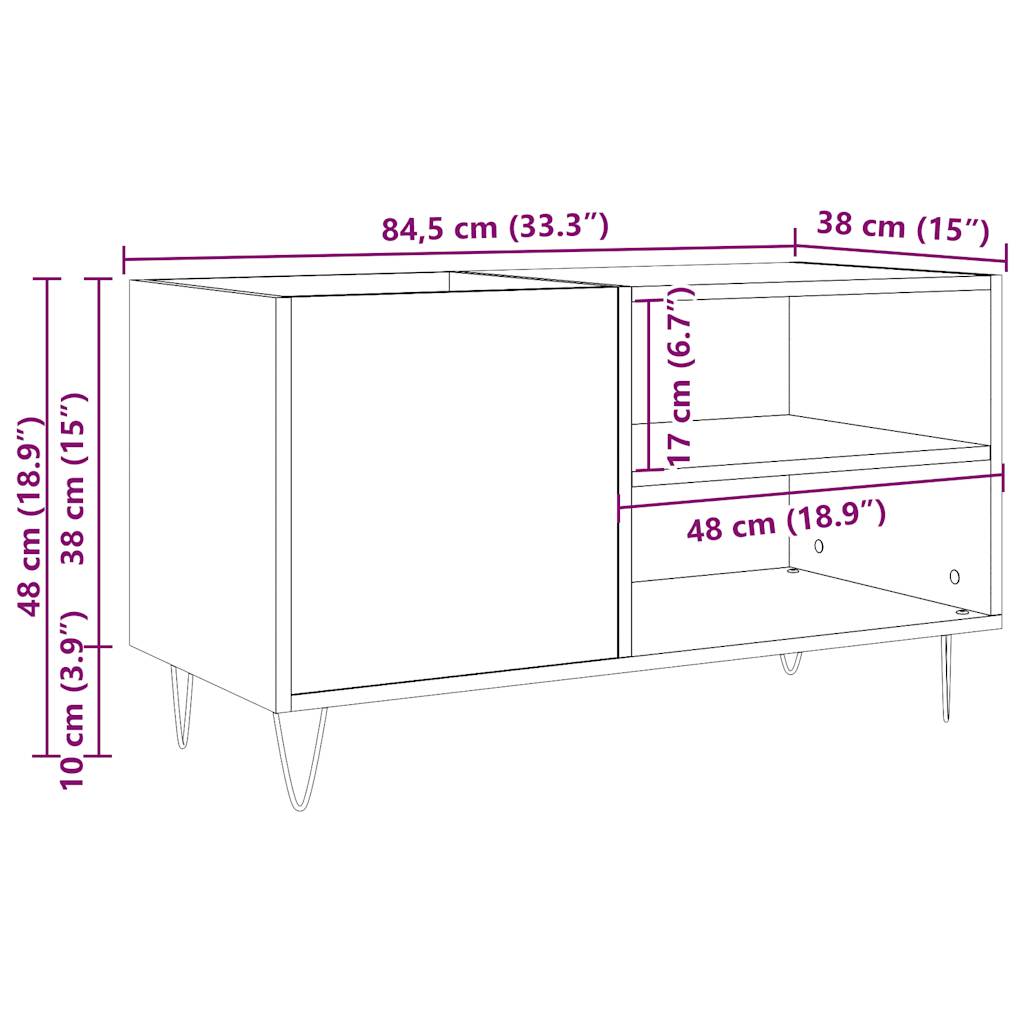 Record Cabinet Artisan Oak 84.5x38x48 cm Engineered Wood