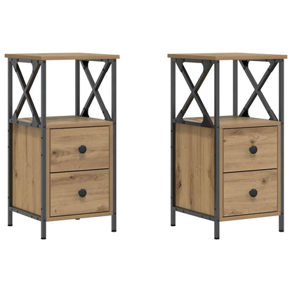 Bedside Cabinets 2 pcs Artisan Oak 34x35.5x70 cm Engineered Wood