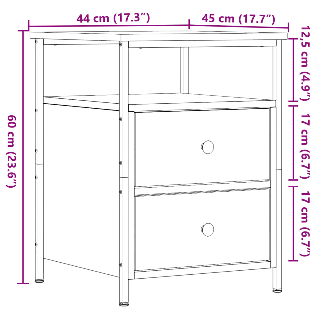 Bedside Cabinet Artisan Oak 44x45x60 cm Engineered Wood