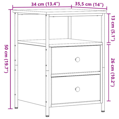 Bedside Cabinet Artisan Oak 34x35.5x50 cm Engineered Wood