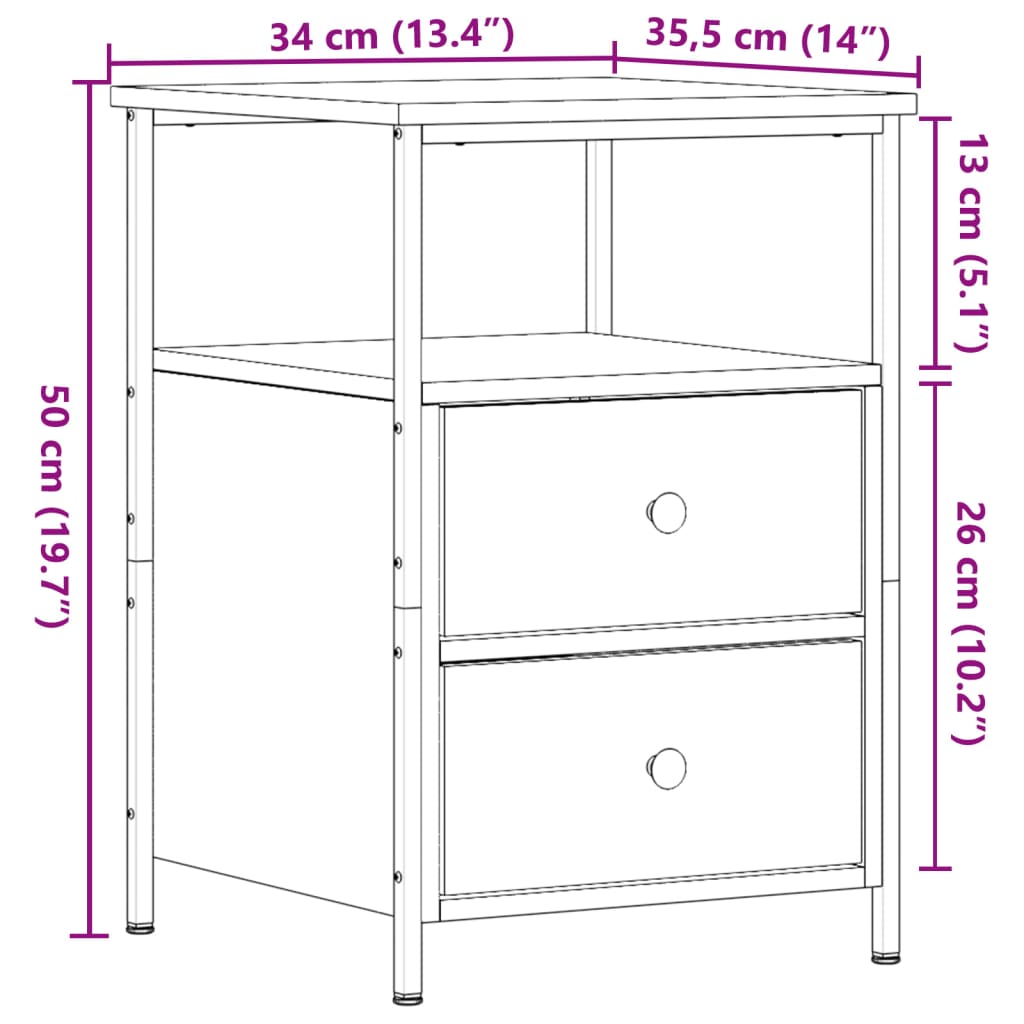 Bedside Cabinets 2 pcs Artisan Oak 34x35.5x50 cm Engineered Wood