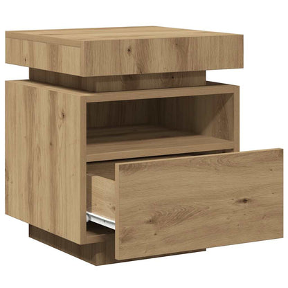 Bedside Cabinet with LED Lights Artisan Oak 40x39x48.5 cm