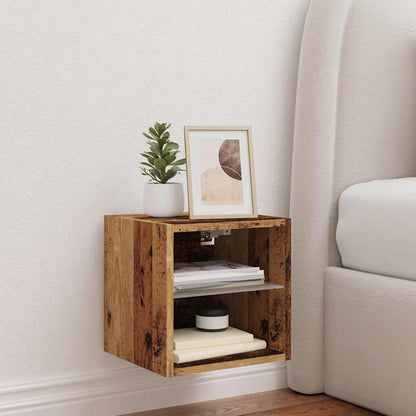 TV Wall Cabinet with LED Lights Old Wood 30x28.5x30 cm