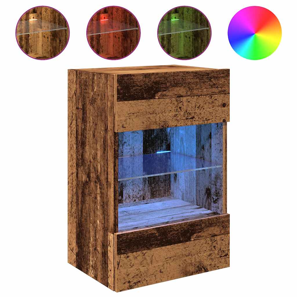 Wall Cabinets with LED Lights for TV 2 pcs Old Wood 40x30x60,5 cm