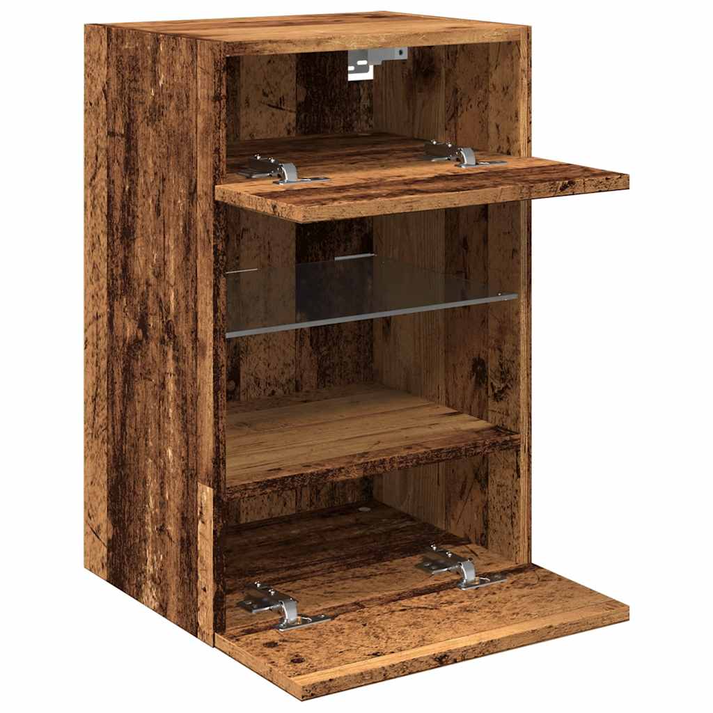 Wall Cabinets with LED Lights for TV 2 pcs Old Wood 40x30x60,5 cm