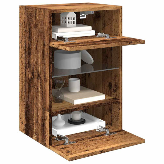 Wall Cabinets with LED Lights for TV 2 pcs Old Wood 40x30x60,5 cm