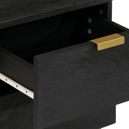 Bedside Cabinet 2 pcs Black 40x33x46 cm Solid Wood Mango