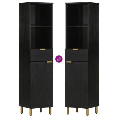 Bathroom Cabinet Black 38x33x160 cm Solid Wood Mango
