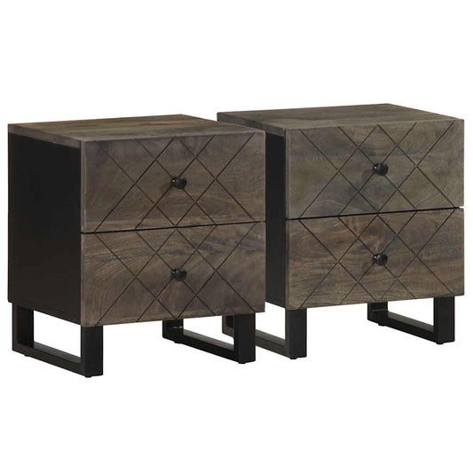 Bedside Cabinets 2 pcs Black 40x33x46 cm Solid Wood Mango