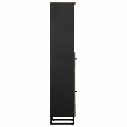 Bathroom Cabinet Black 38x33x160 cm Solid Wood Mango