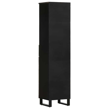 Bathroom Cabinet Black 38x33x160 cm Solid Wood Mango