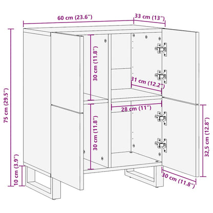 Sideboard Black 60x33x75 cm Solid Wood Mango
