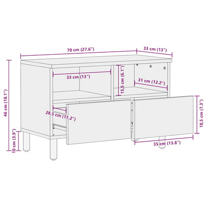 TV Cabinet 70x33x46 cm Solid Wood Acacia