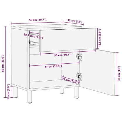 Bedside Cabinet Brown 50 x 33 x 60 cm Solid acacia wood
