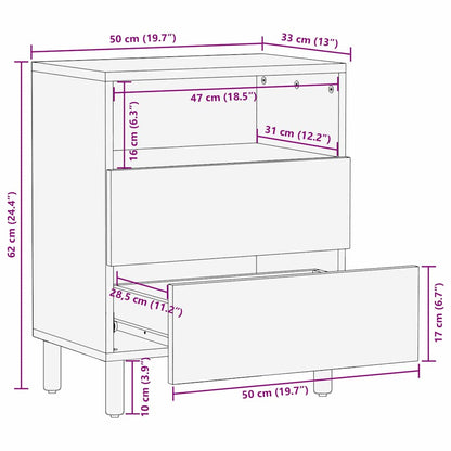 Bedside Cabinet Brown 50 x 33 x 62 cm Solid acacia wood