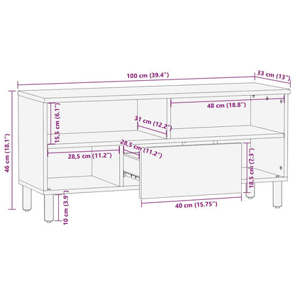 TV Cabinet Brown 100 x 33.5 x 46 cm Solid Acacia wood