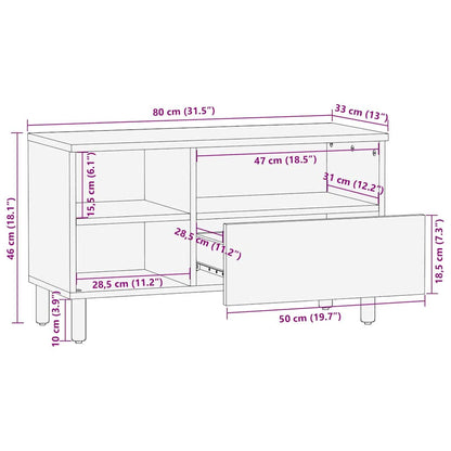 TV Cabinet with Shelf Brown 80 x 33.5 x 46 cm Solid Acacia wood