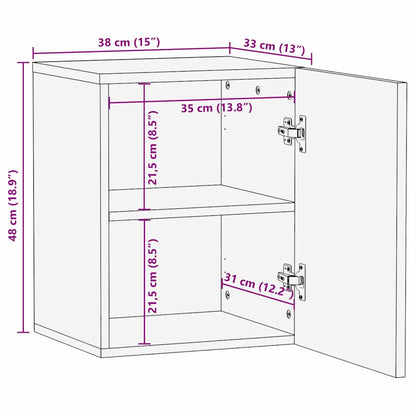 Bathroom Hanging Cabinet with Shelf Brown 38 x 33.5 x 48 cm