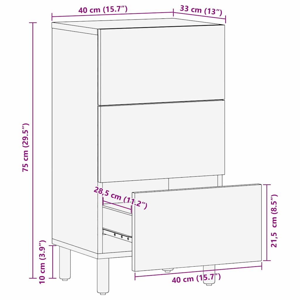 Sideboard with Shelf Brown 40 x 33 x 75 cm Solid Acacia wood