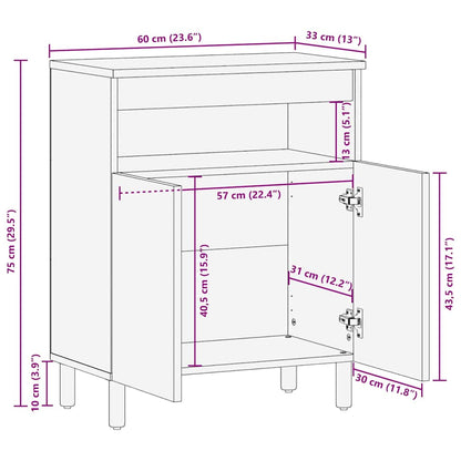 Sideboard with Shelf Brown 60 x 33 x 75 cm Solid Acacia wood
