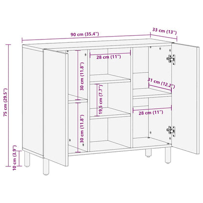 Sideboard with Shelf Brown 90 x 33 x 75 cm Solid Acacia wood