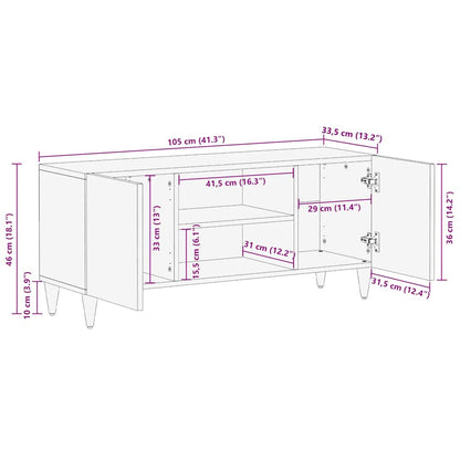 TV Cabinet Light Grey 105x33.5x46 cm Solid Wood Mango